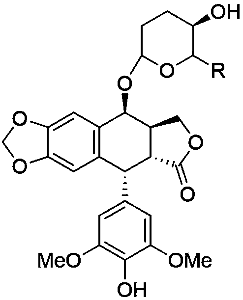 2,3,6-trideoxyglycosyl demethylepipodophyllotoxin compound as well as preparation method and application thereof