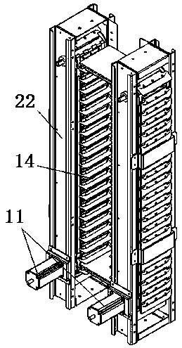 Two-stage boxed article storage and conveying method and device
