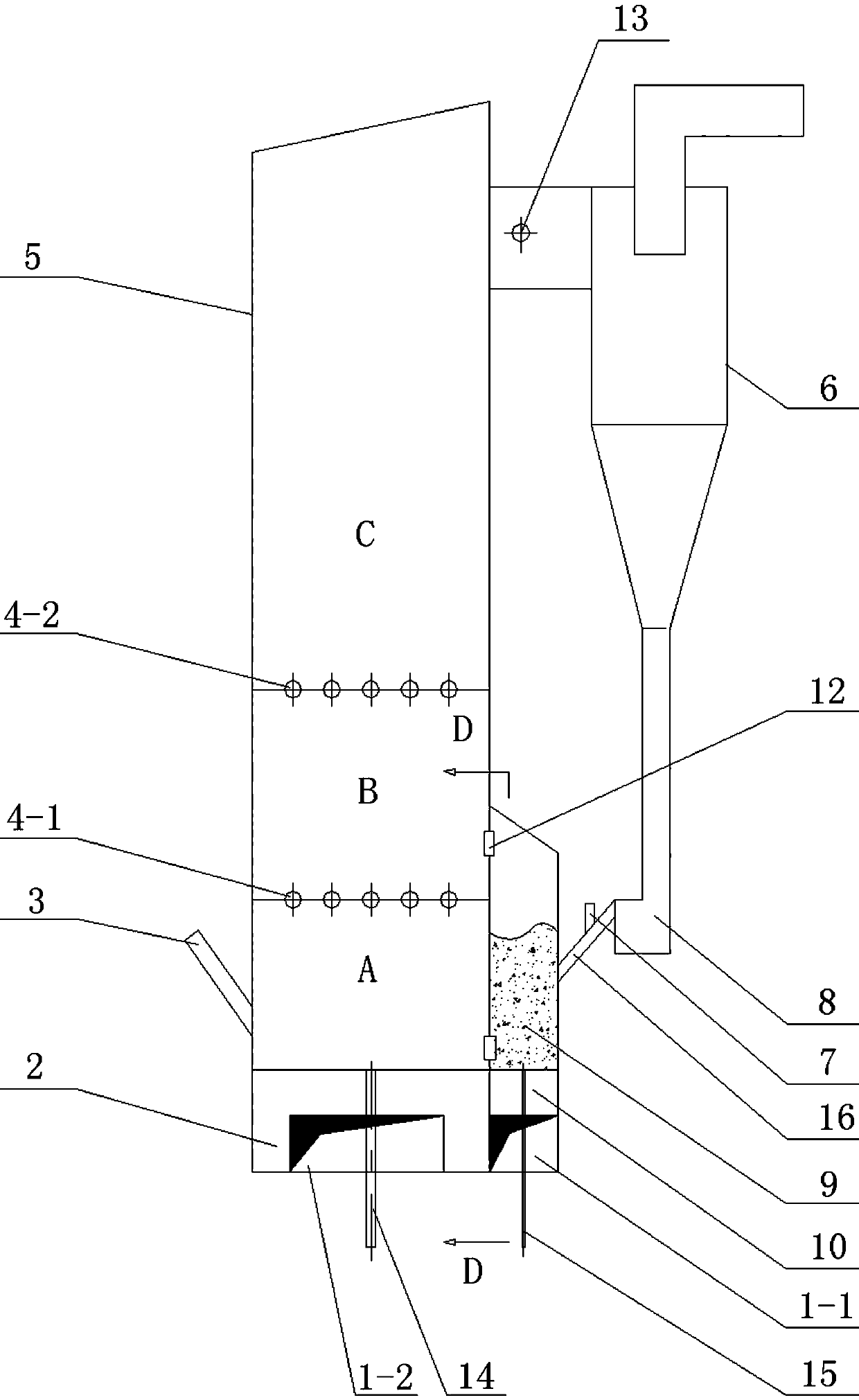 Device and method for controlling NOx of circulating fluidized bed by coupling air staging and fuel staging