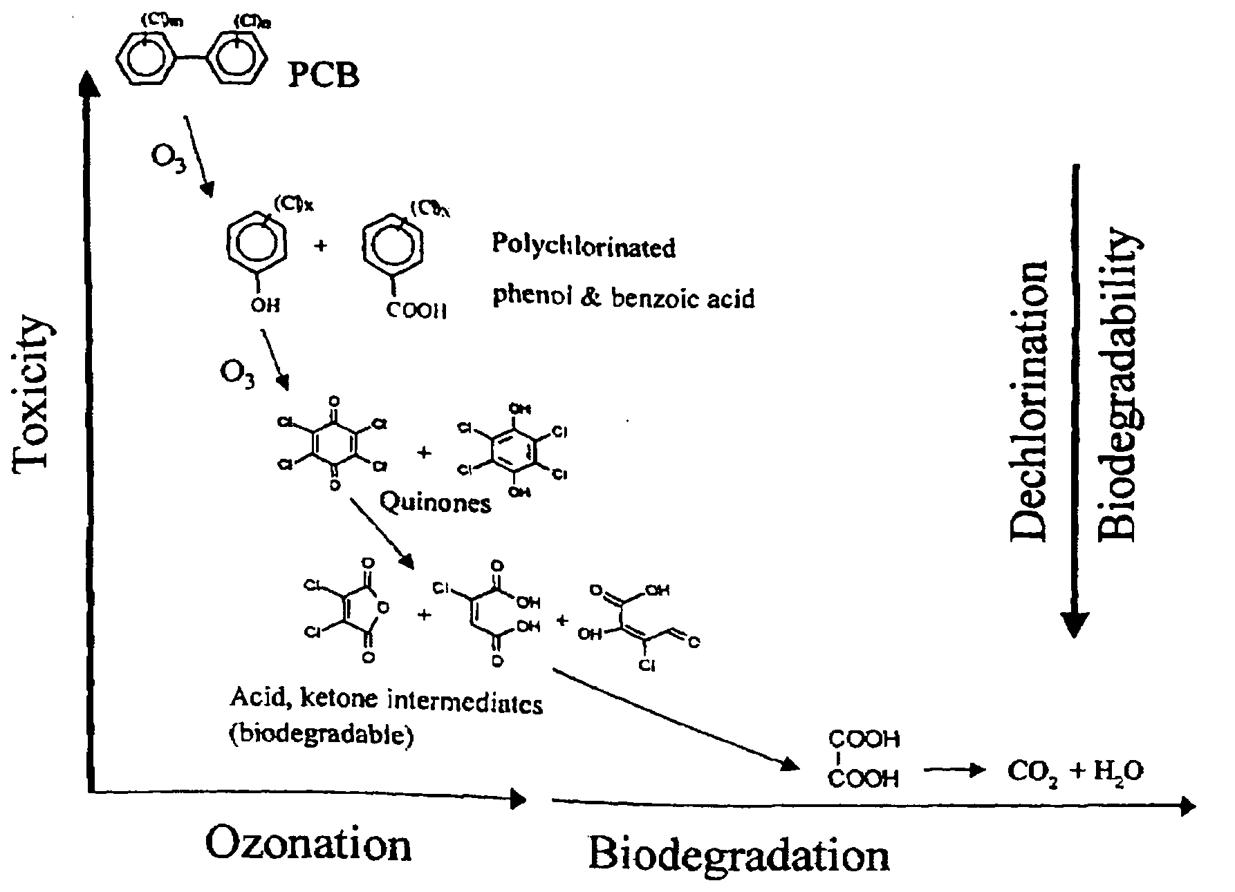 Remediation with ozone of sediments containing organic contaminants