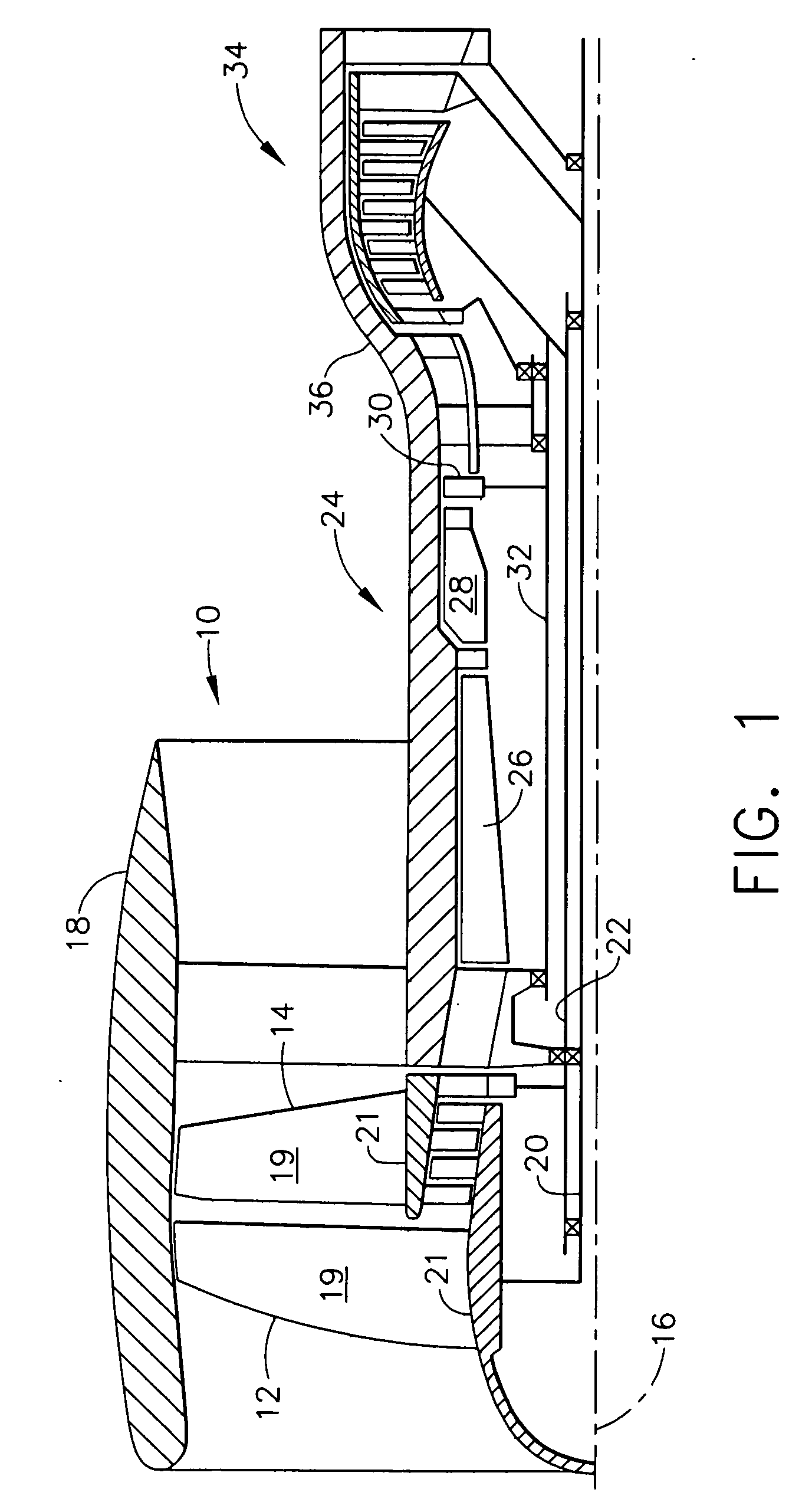 Counter-rotating turbine engine and method of assembling same