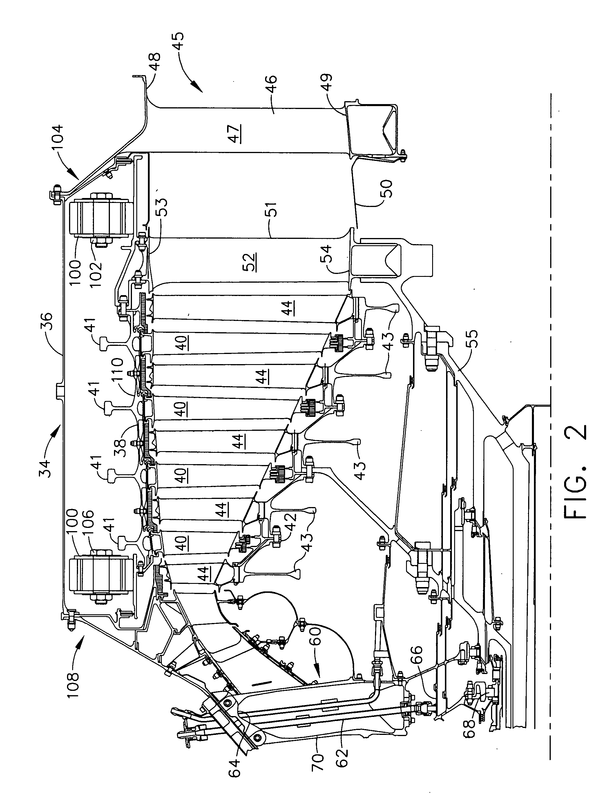 Counter-rotating turbine engine and method of assembling same