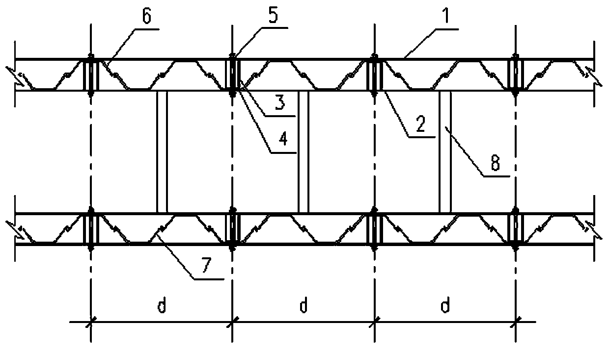 Double-row larssen steel sheet pile rigid-frame beam and mounting method thereof