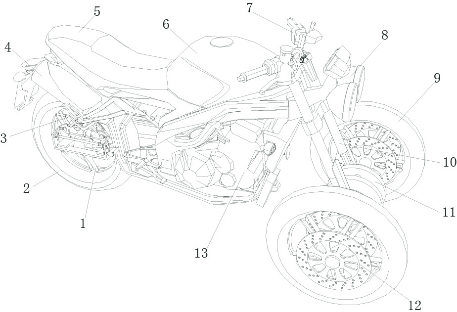 High-safety motor tricycle for climbing on mountain road