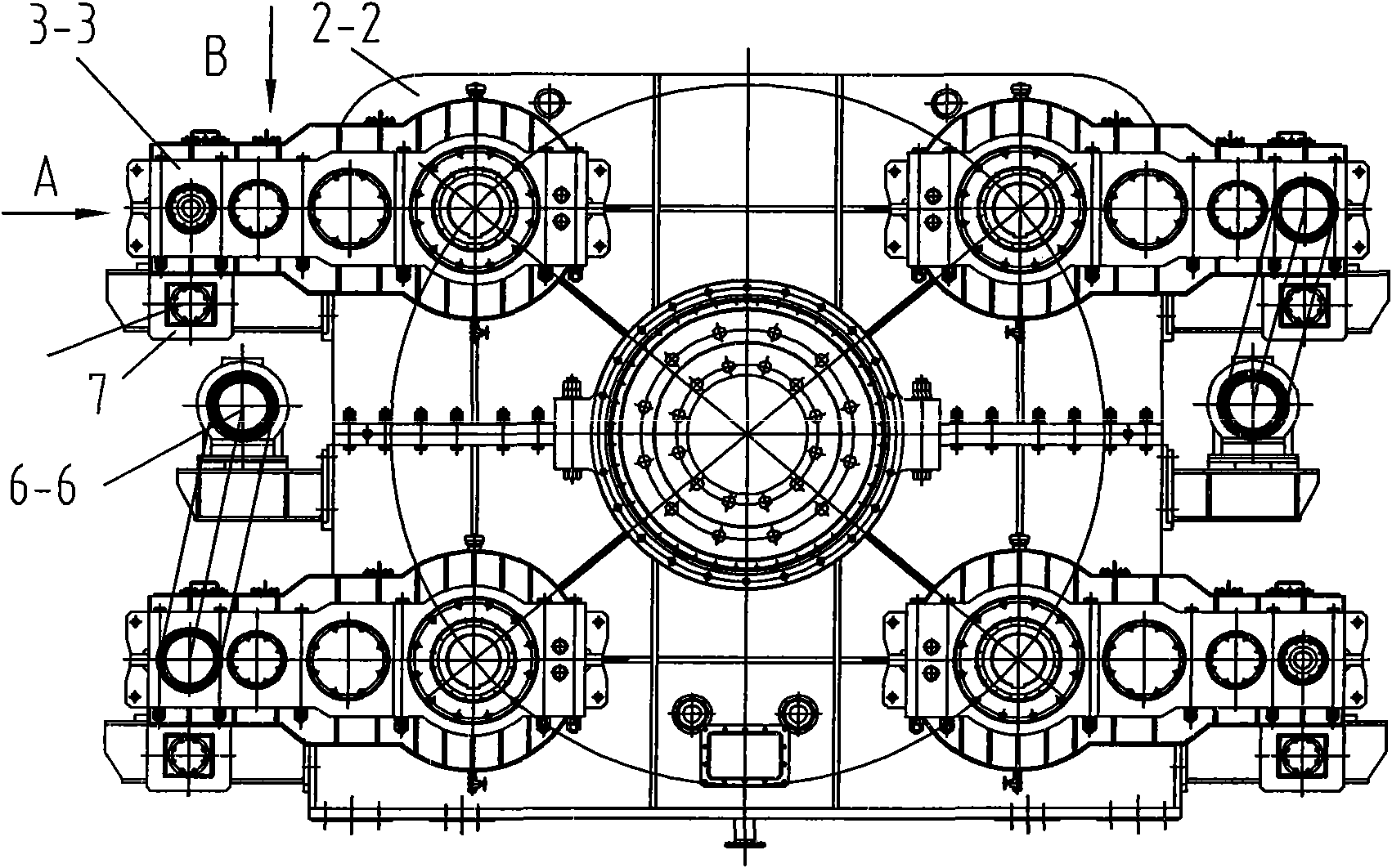 Suspension support speed reducing transmission device