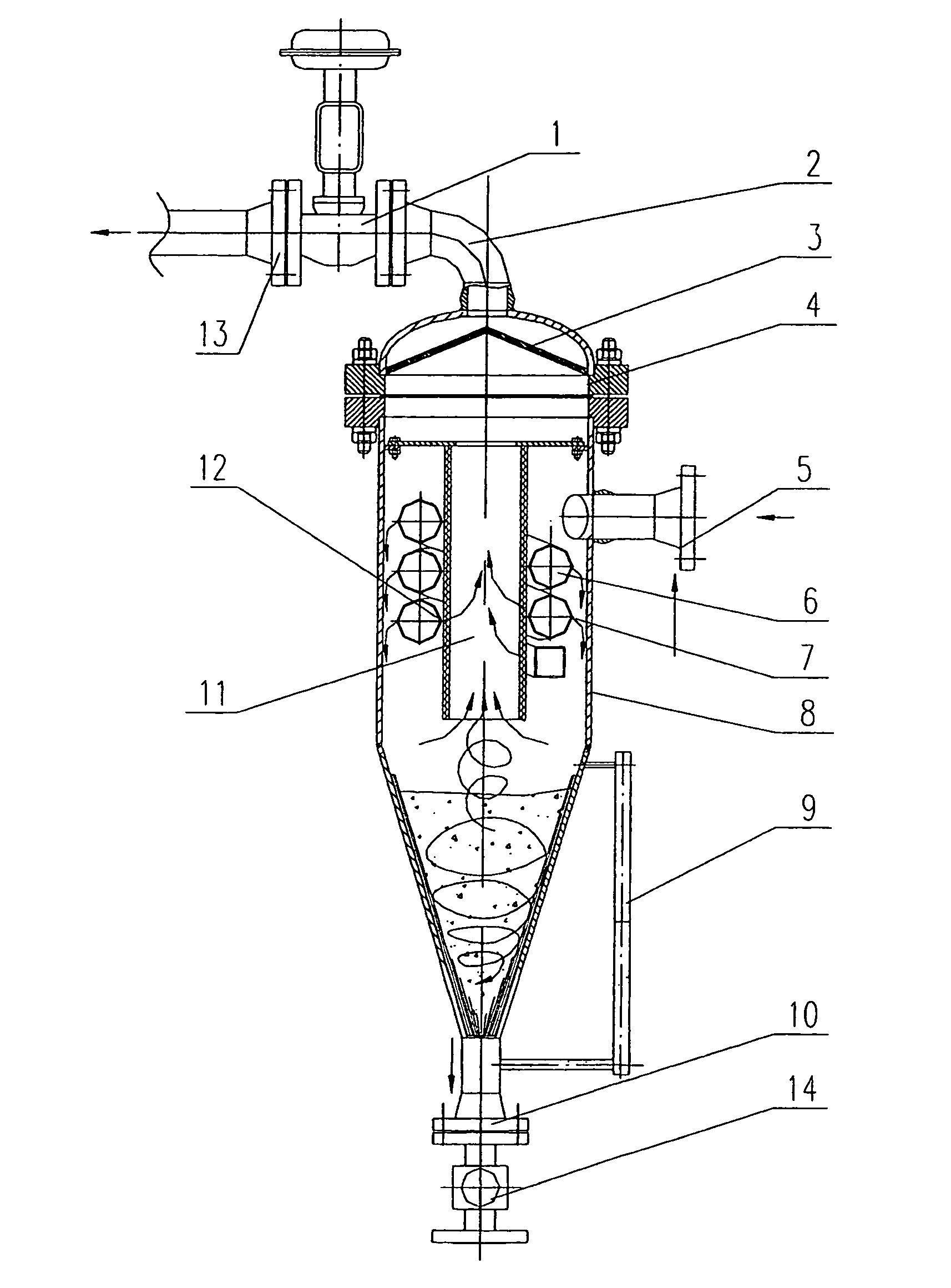 Adjustable gas-liquid centrifugal separator and separating method