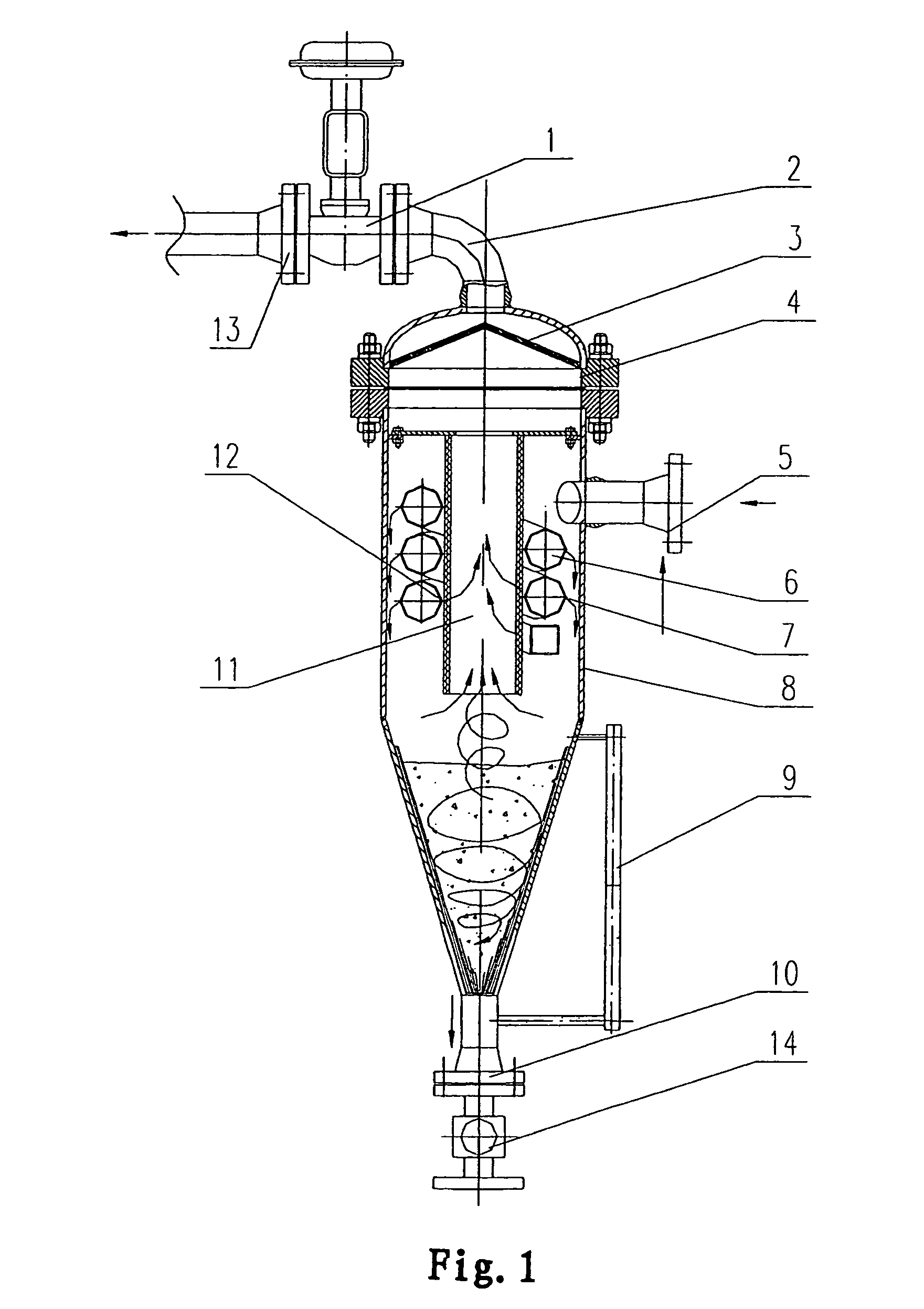 Adjustable gas-liquid centrifugal separator and separating method