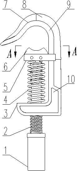 Anti-off quick-loading hook type short-circuit grounding wire clamp