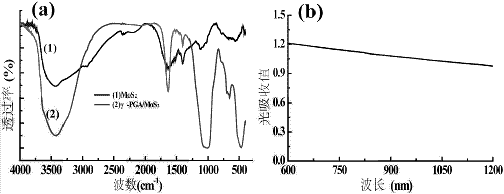 Preparation method for polyamino acid/MoS2 nano-cluster and application