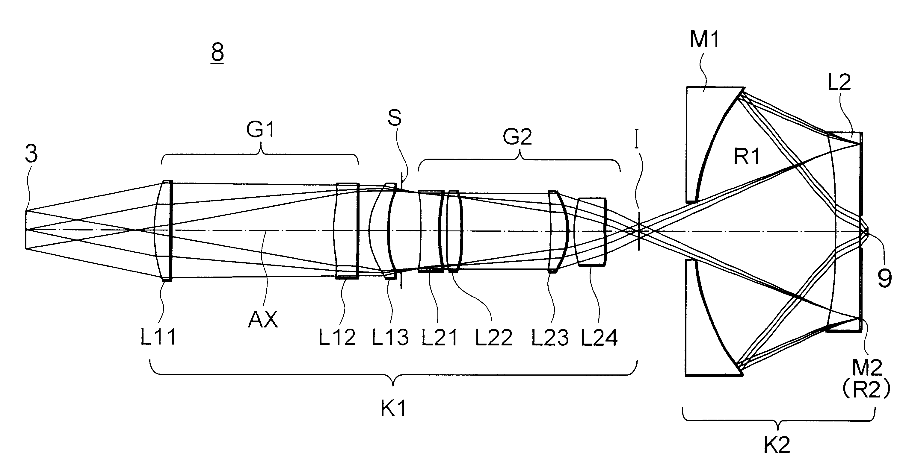 Catadioptric imaging system and a projection exposure apparatus provided with said imaging system