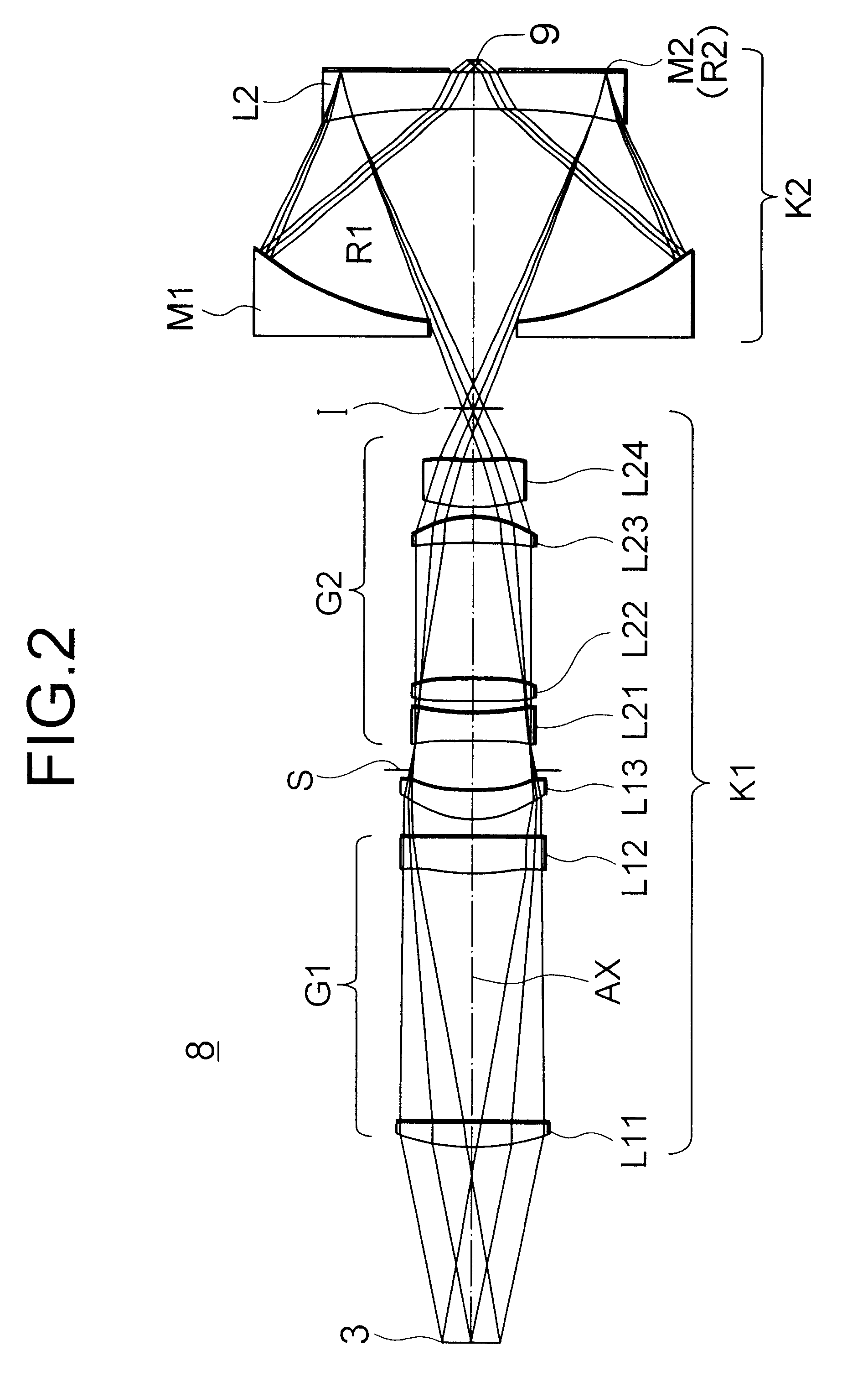 Catadioptric imaging system and a projection exposure apparatus provided with said imaging system