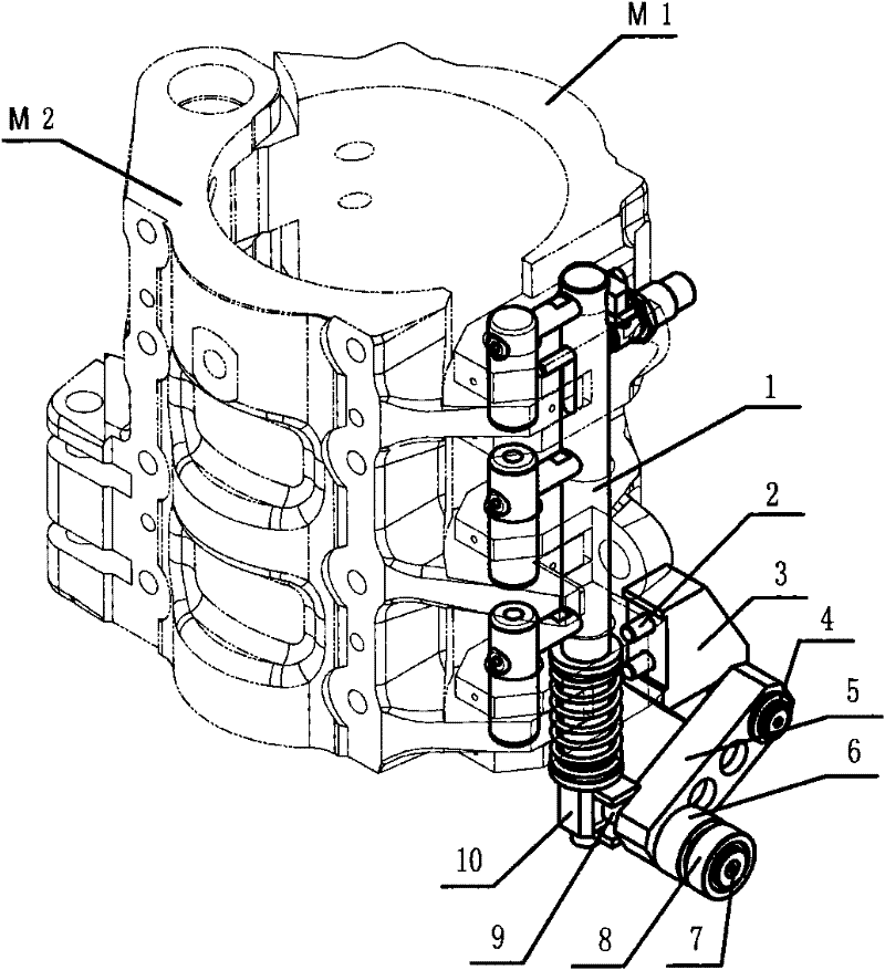 Striking device for elevating of mode locked shaft component