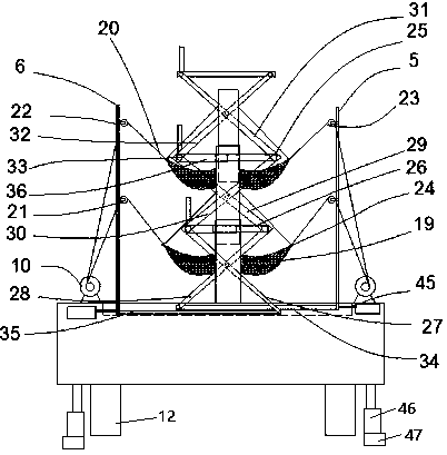 Climbing frame provided with hydraulic supporting feet