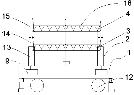 Climbing frame provided with hydraulic supporting feet