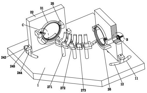 An elbow joint flange welding forming machine