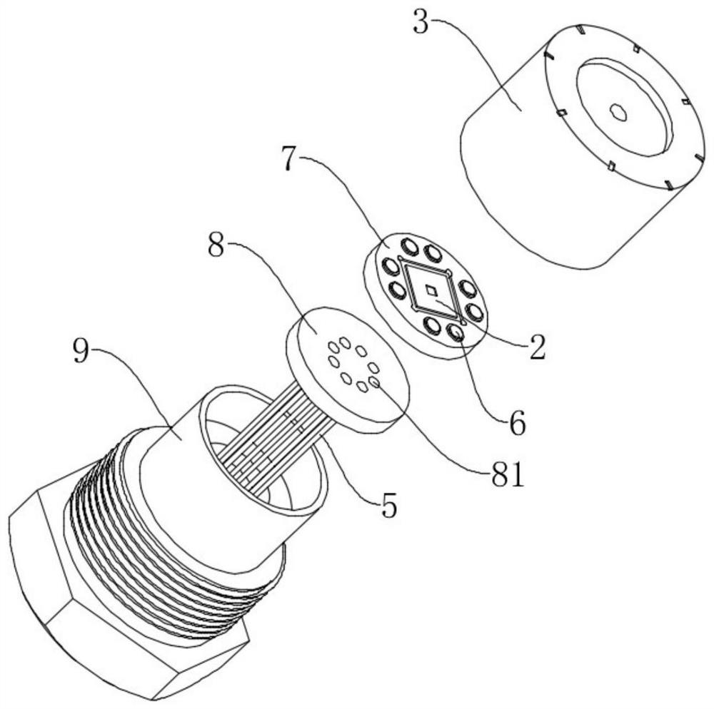 High-temperature pressure sensor packaging structure