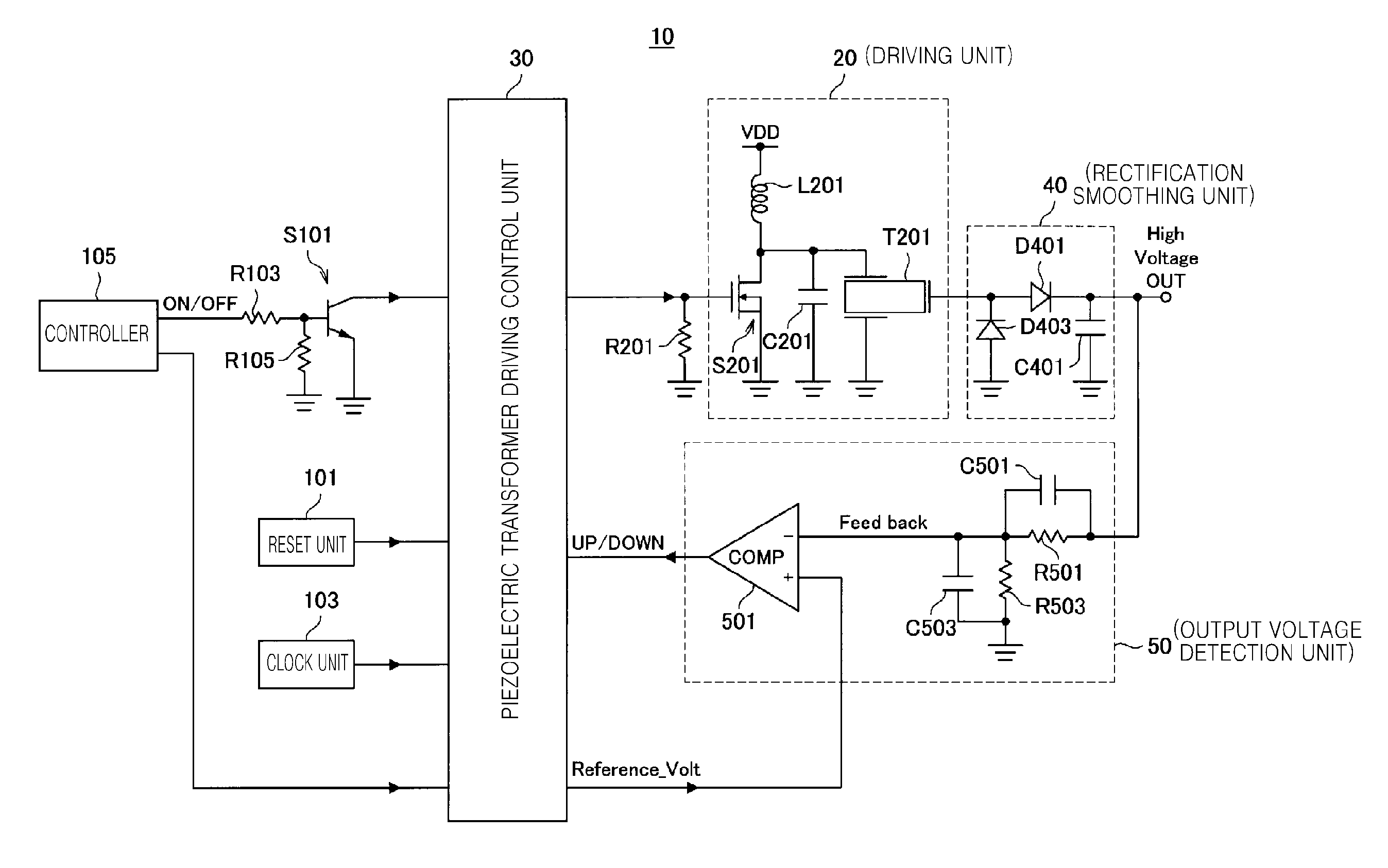 Piezoelectric transformer type high-voltage power apparatus and image forming apparatus