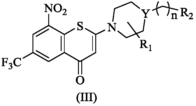 2-azacyclo-5-trifluoromethyl-8-nitrobenzo(thio)pyranyl-4-one compound