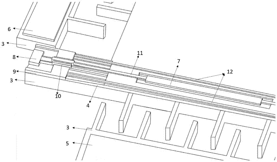 Comb-shaped micro-sensor for measuring strong magnetic field, and preparation method for comb-shaped micro-sensor