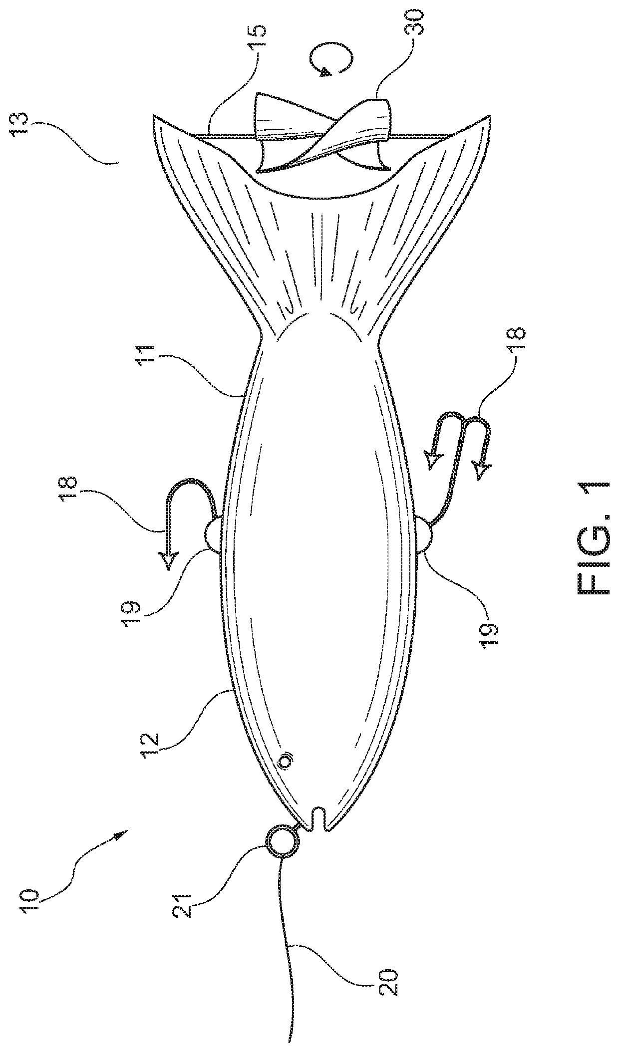 Fishing lure with highly active propeller