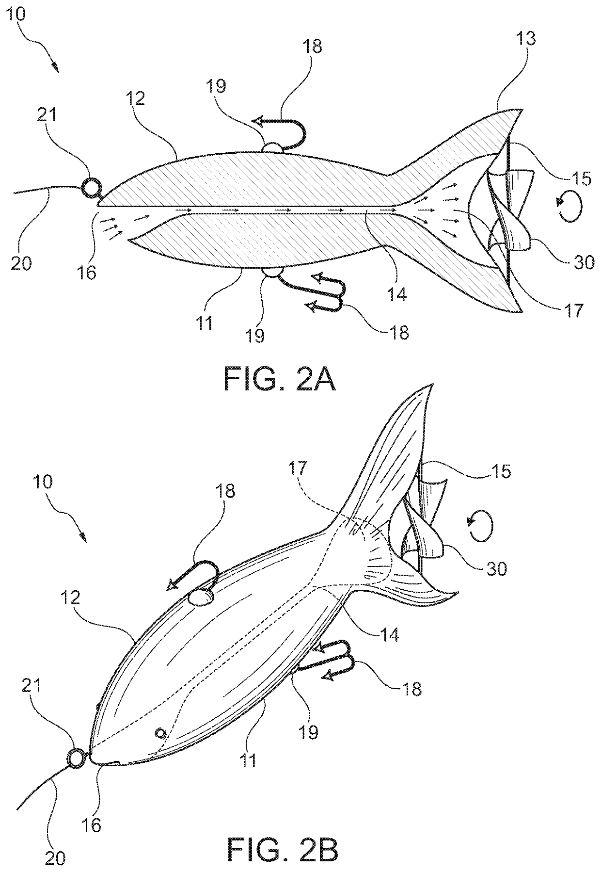 Fishing lure with highly active propeller