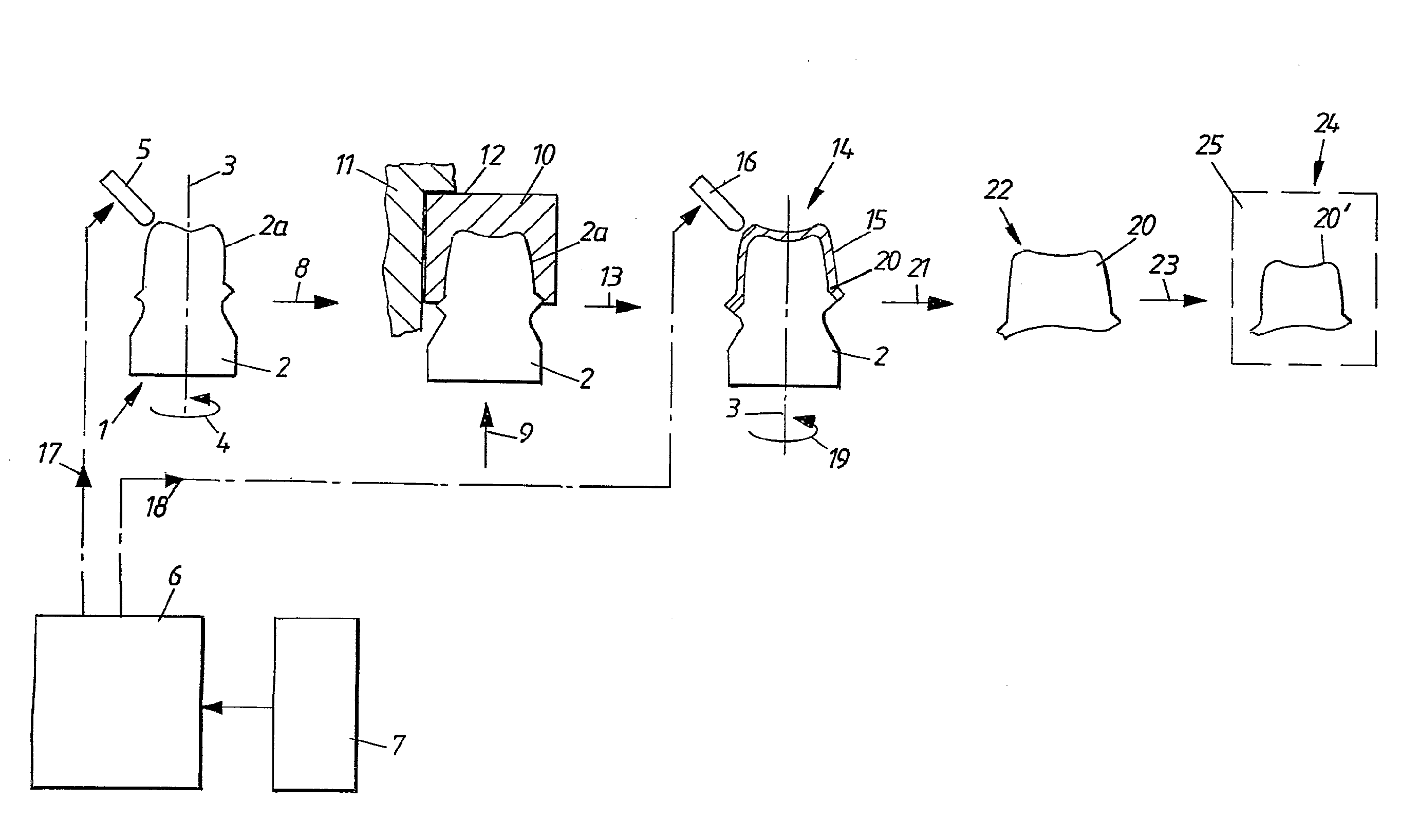 Process for production of a dental component and arrangement of such component