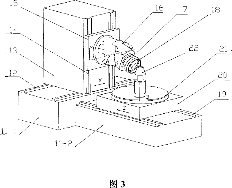 Numerical control machine for processing huge conical gear with curved teeth