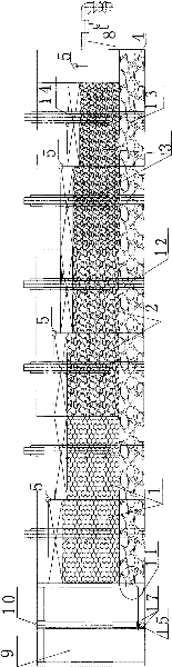 Filtration-fabric anti-clogging strengthening compound flow constructed wetland domestic sewage treatment system