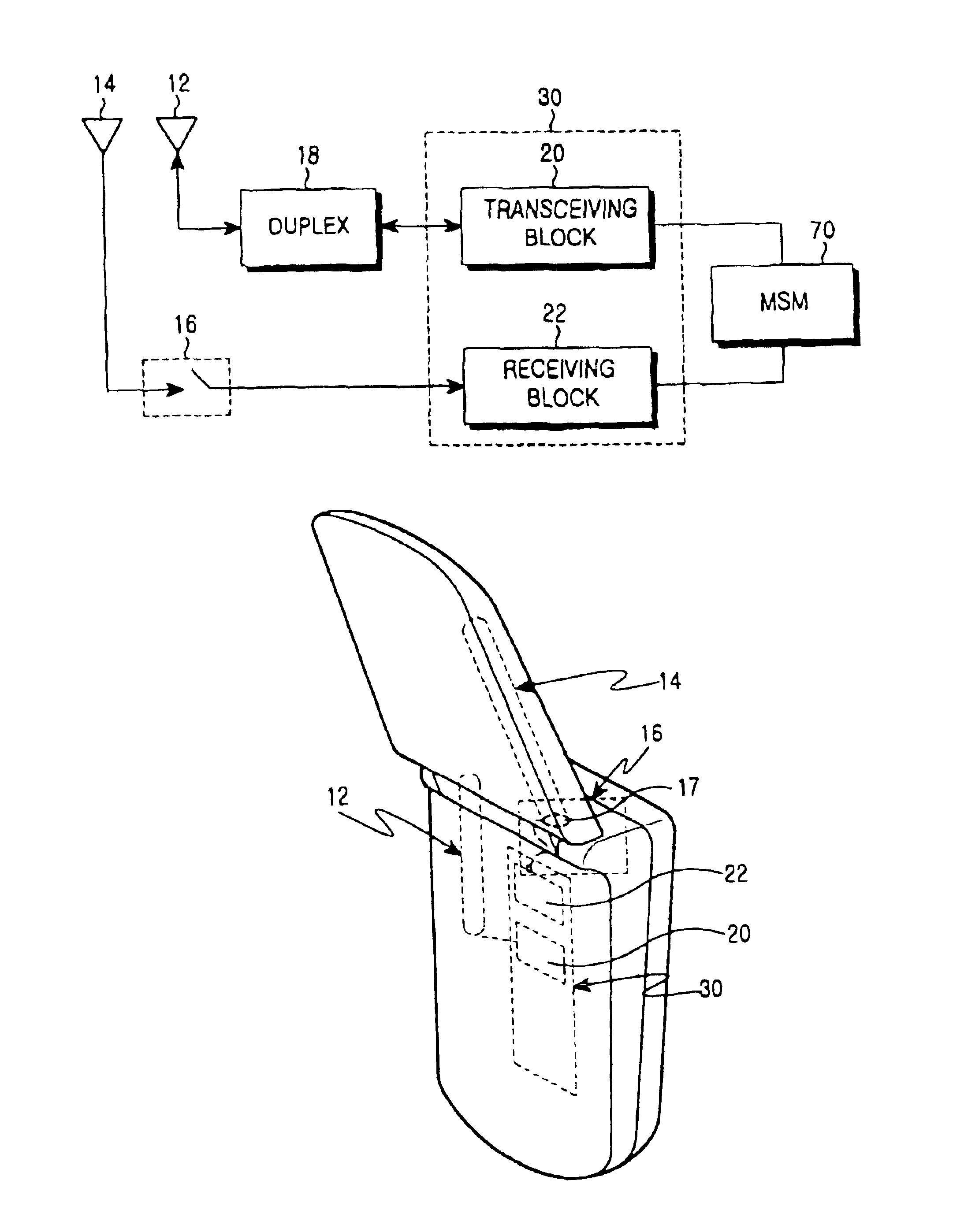 Antenna apparatus for folder type mobile phone