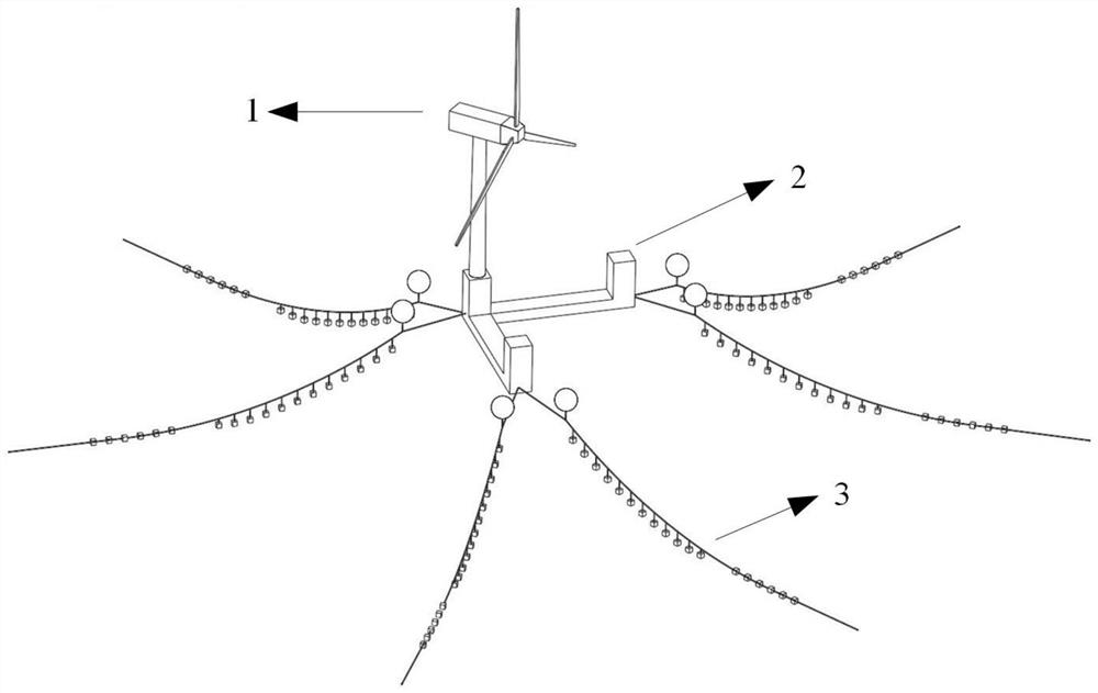 Shallow water seaborne floating type fan mooring system