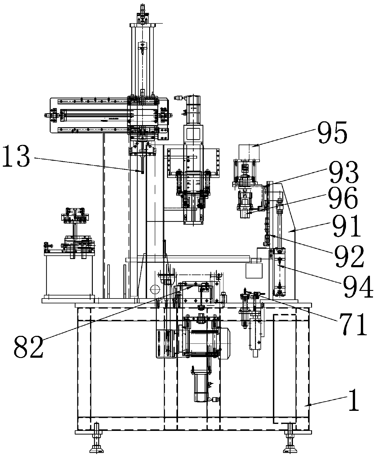 Compressor crankshaft fitting assembling and thrust surface grinding production line