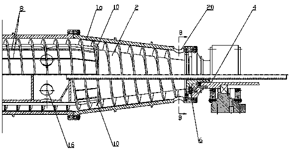 Three-phase horizontal spiral centrifuge for oil-water sand separation