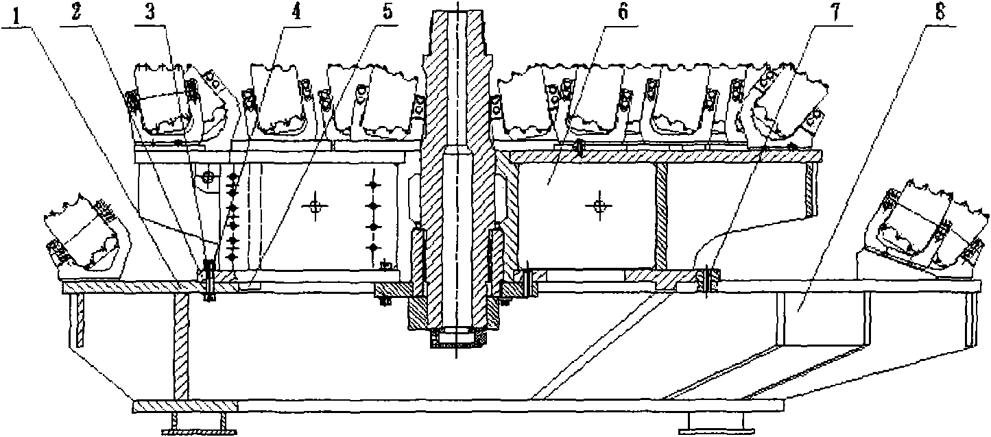 Split type reaming bit for large-diameter raising-boring and assembly method thereof