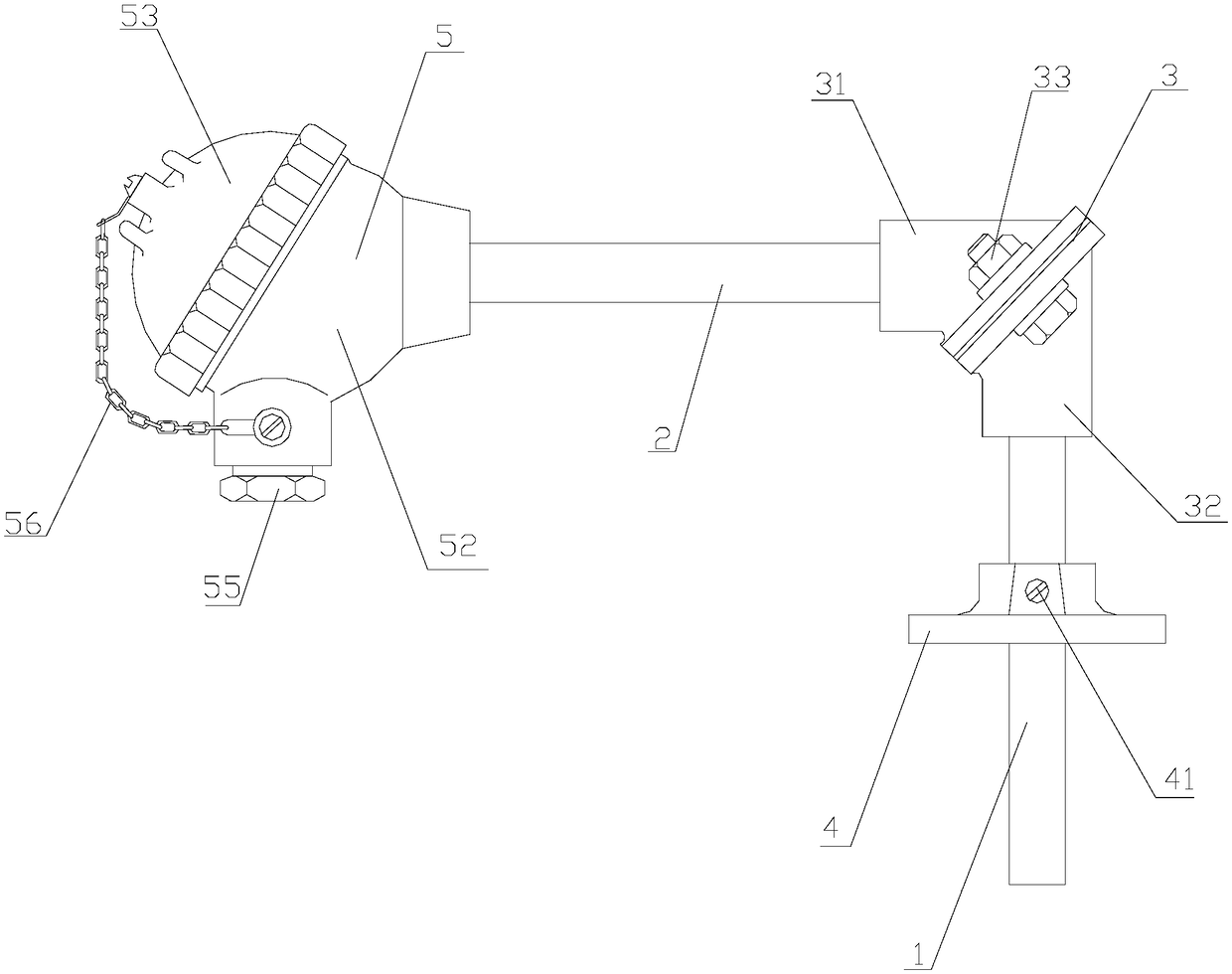 Waterproof movable flange angle-ruler-shaped thermal resistor