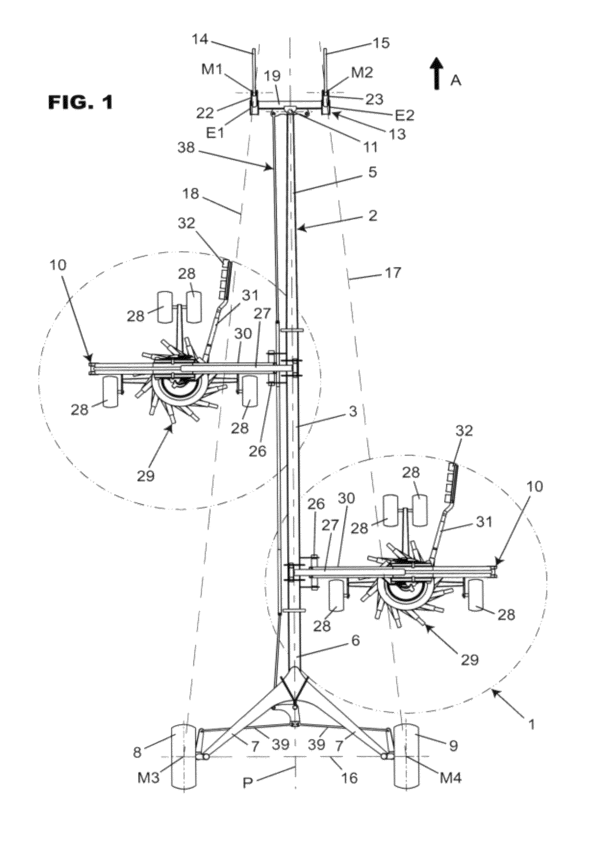 Haymaking machine provided with a hitching device with an inclined pivoting axis