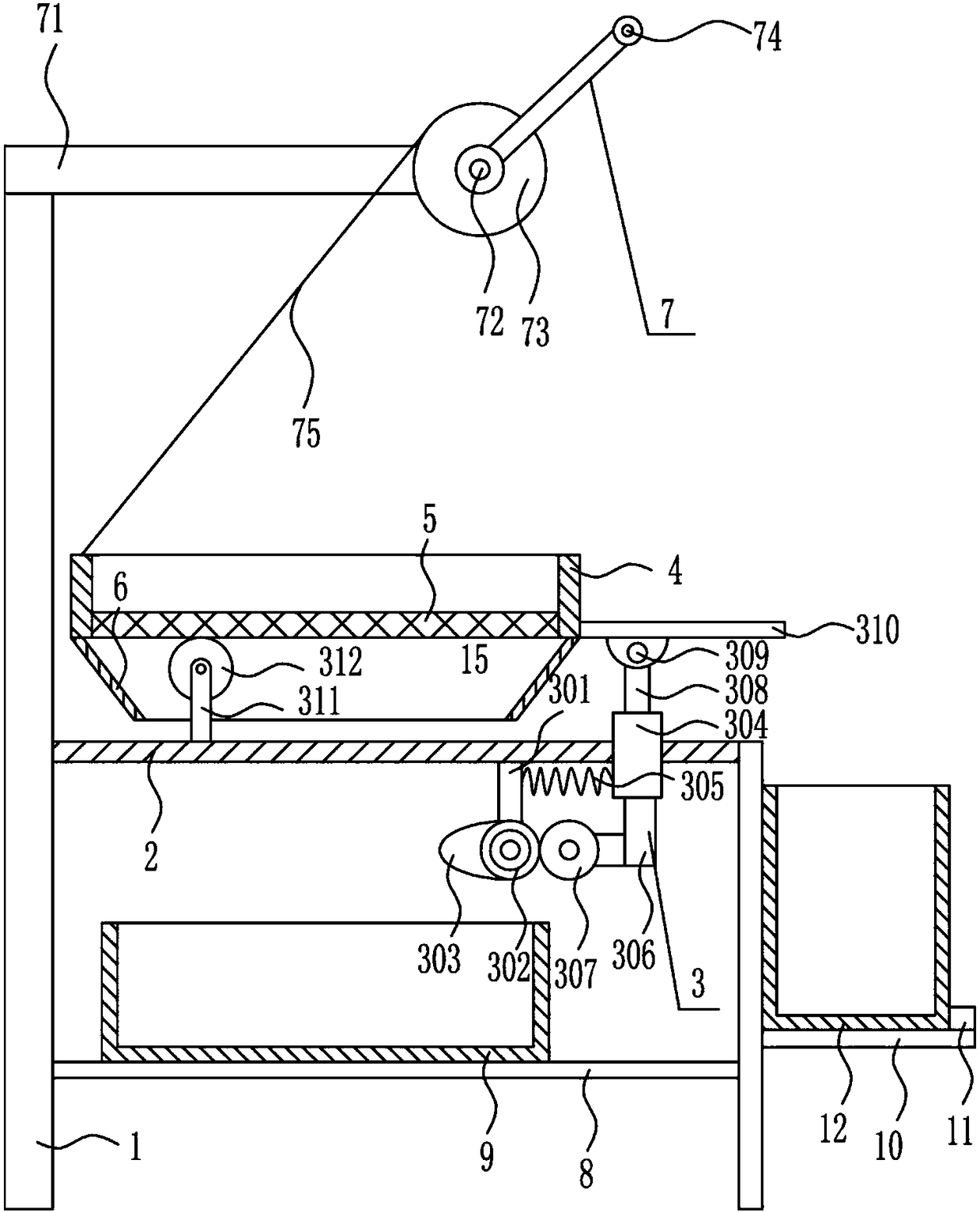 Screening device of iron ores for metal smelting