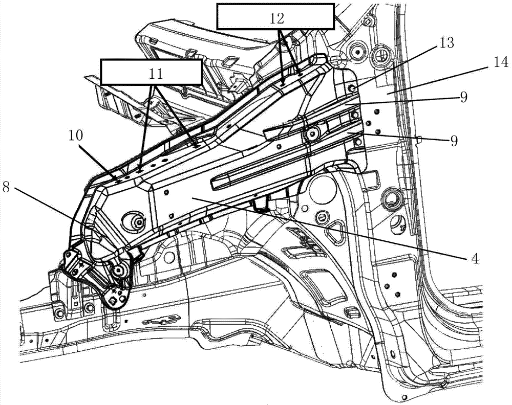 Automotive front cabin upper side beam assembly