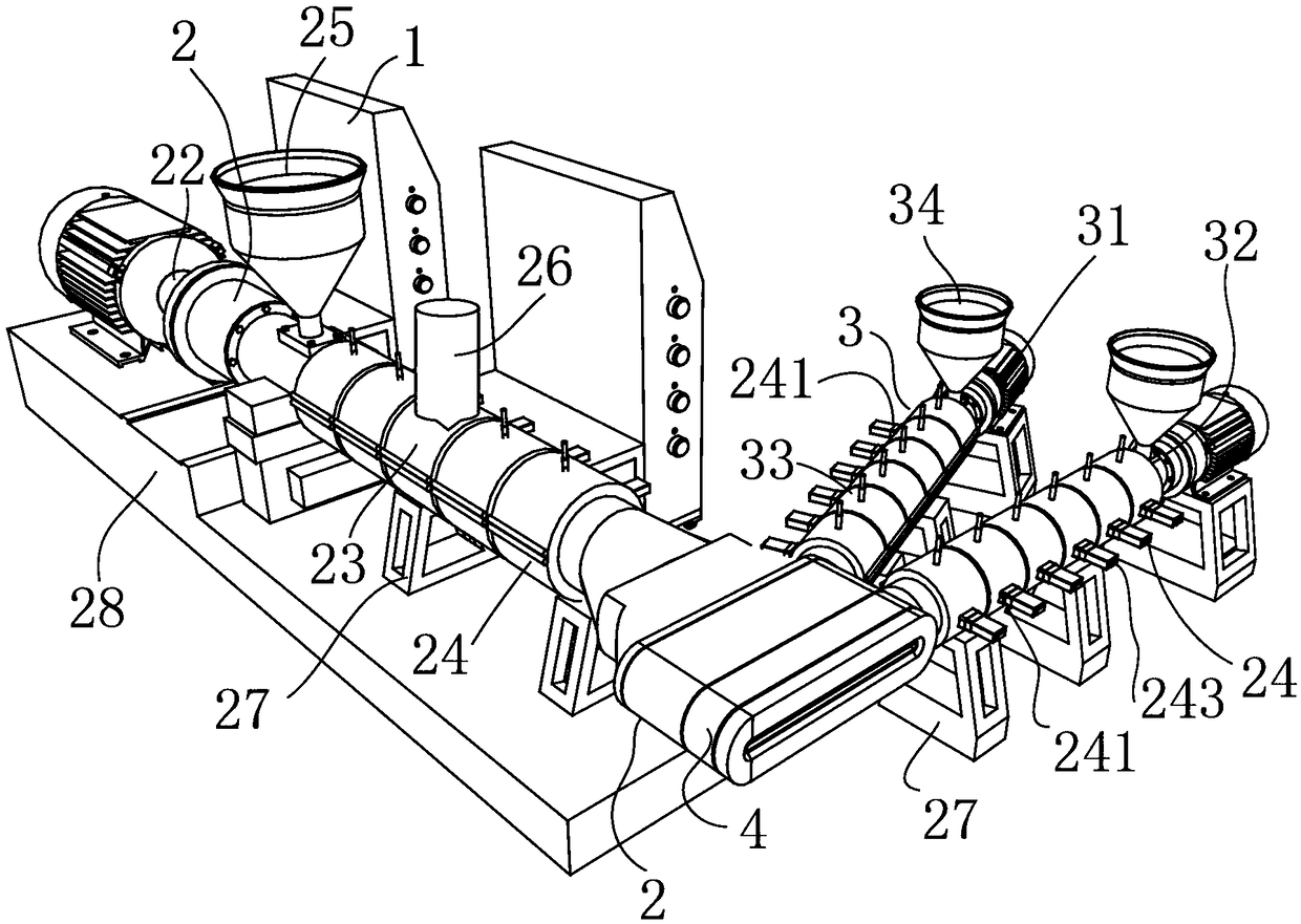 Operation method of PET wood-plastic composite manufacturing device