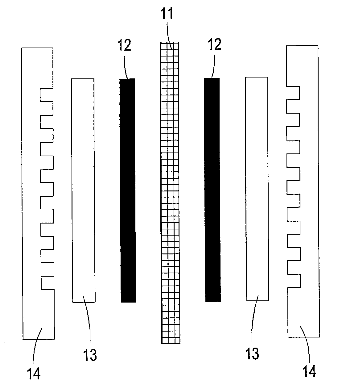 Proton exchange model fuel cell unit, membrane electrode group and gaseous diffusion layer structure