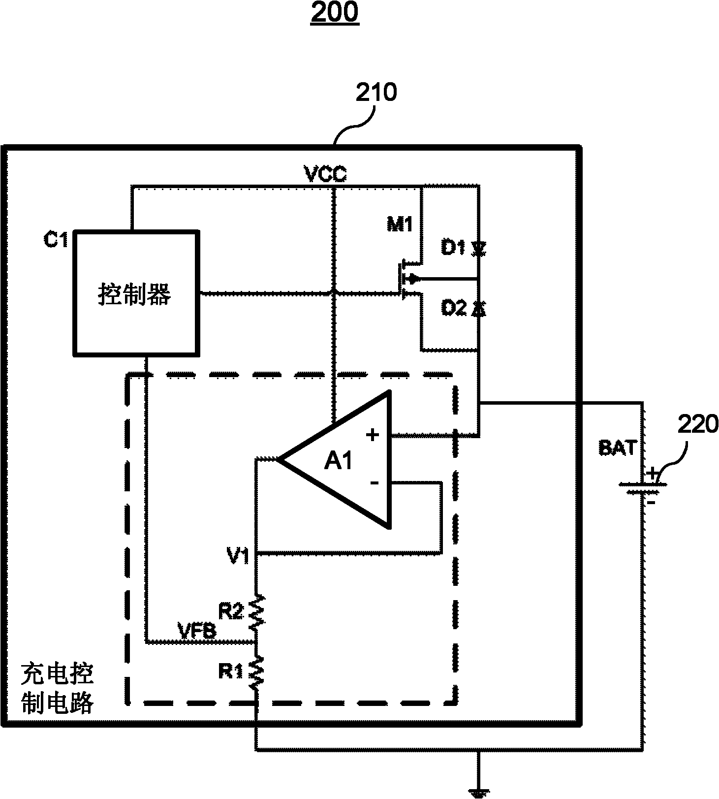 Battery charging control system and battery charging control circuit