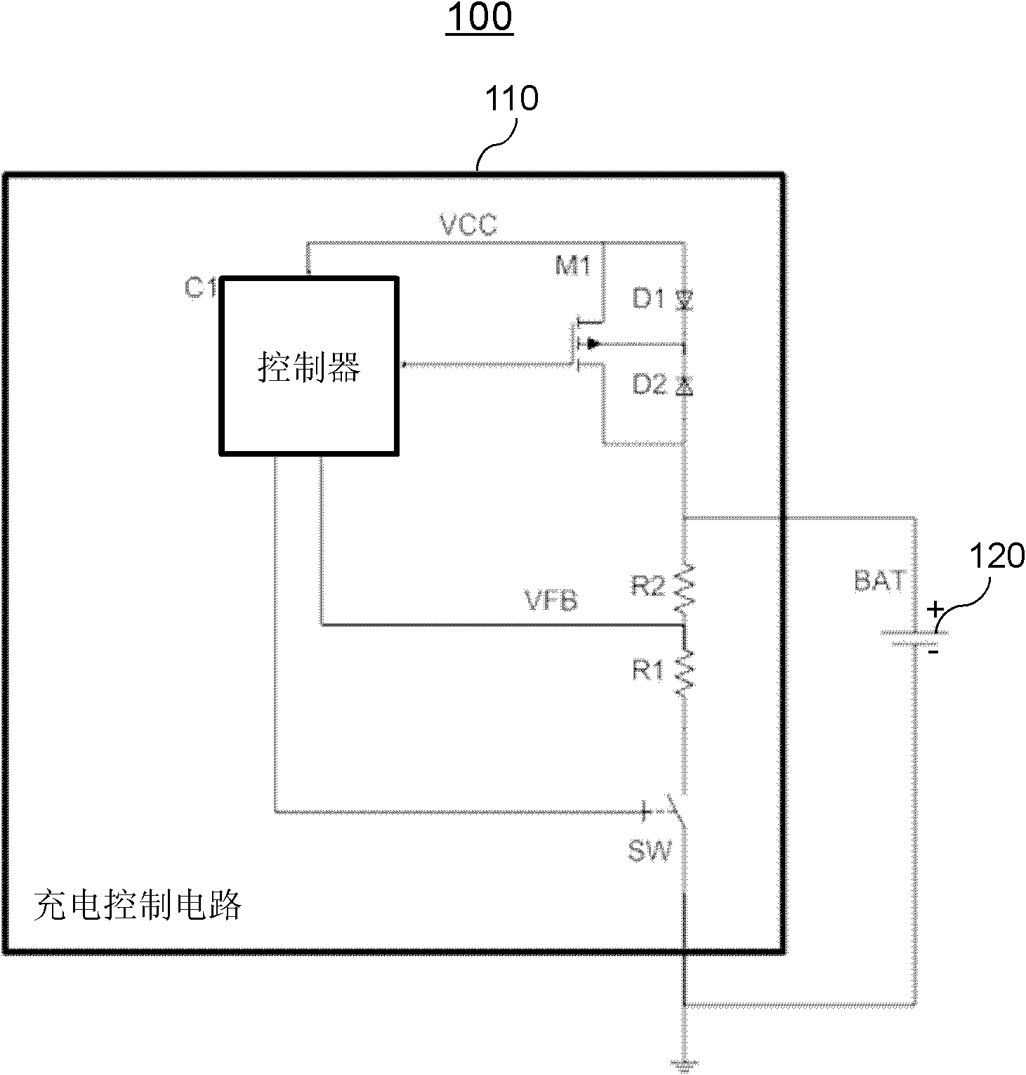 Battery charging control system and battery charging control circuit