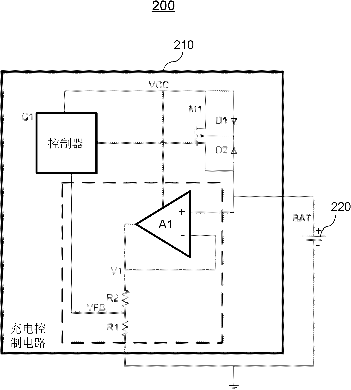 Battery charging control system and battery charging control circuit