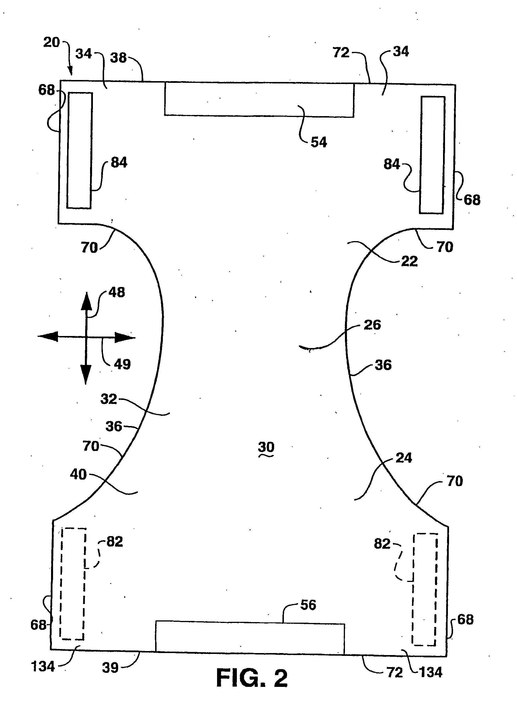 Absorbent garments with multipart liner having varied stretch properties