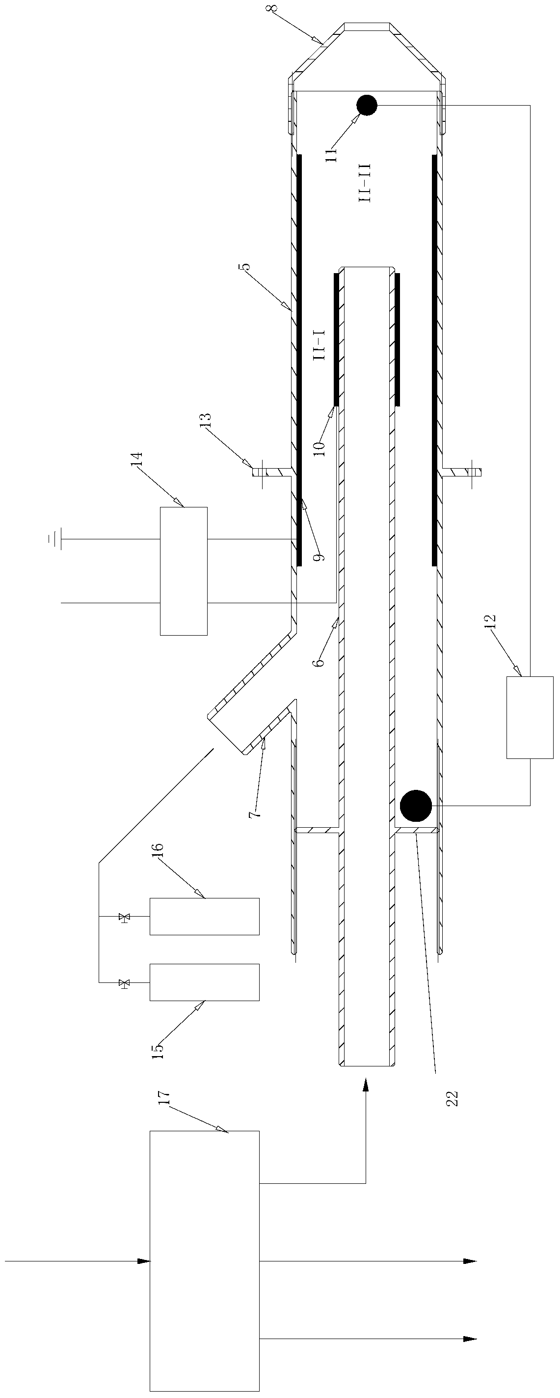 Desulfurization and denitrification device based on adjusting type active particle exciters