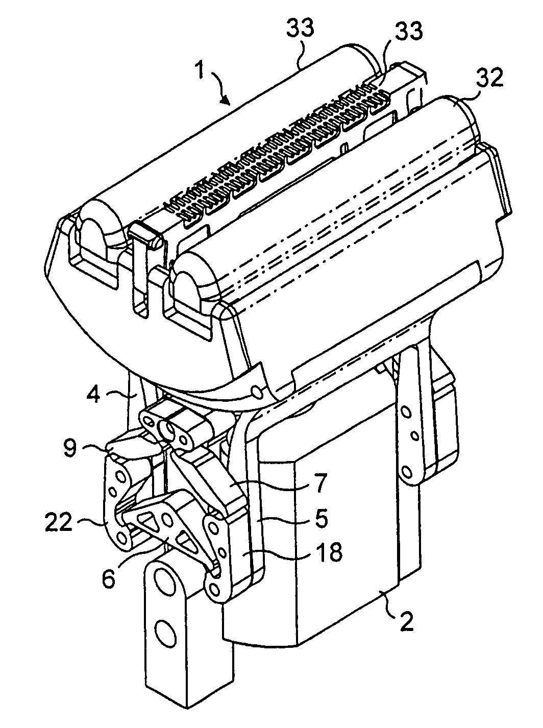 Linkage mechanism providing a virtual pivot axis for hair removal apparatus with pivotal head