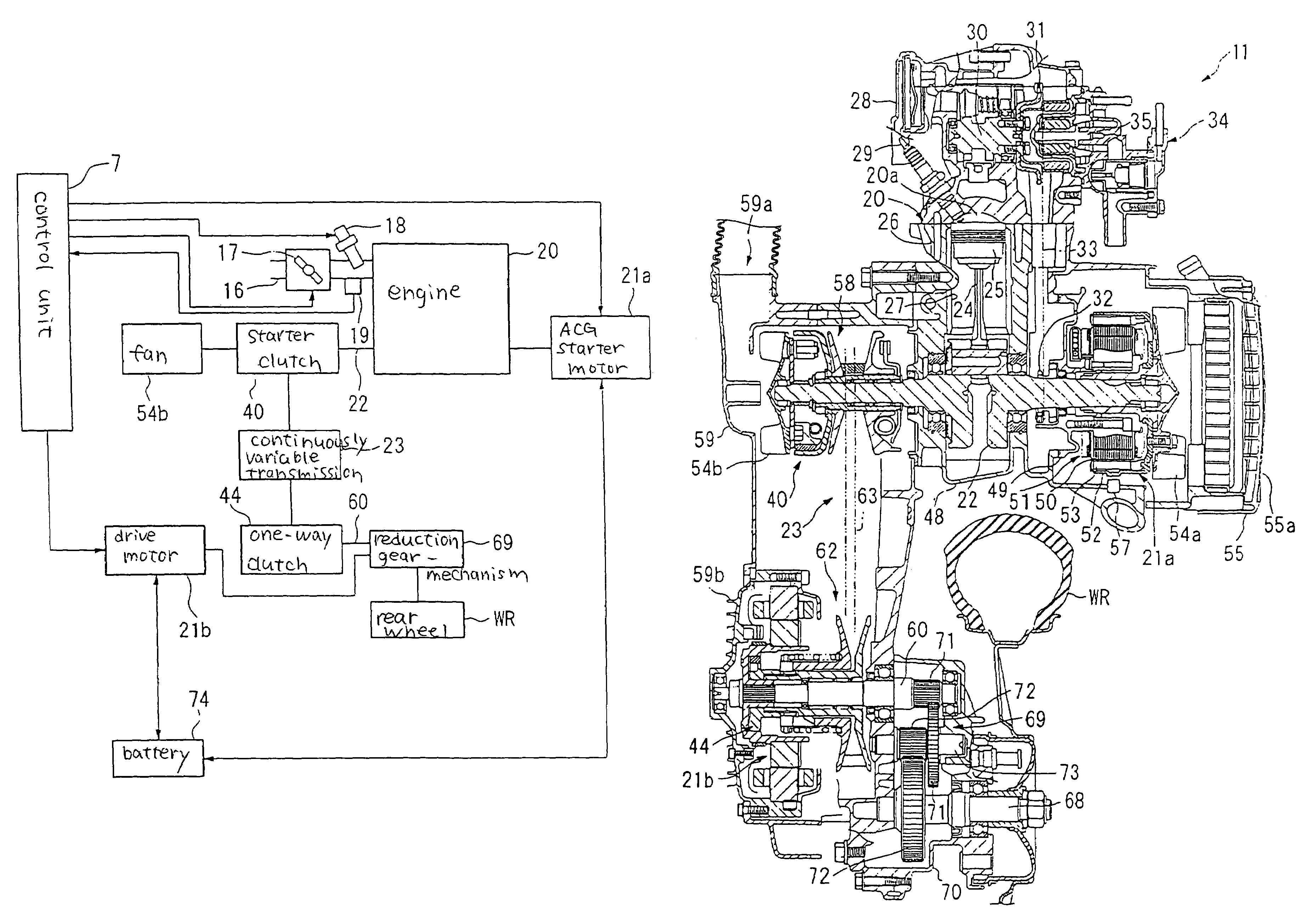 Power unit structure for hybrid vehicle