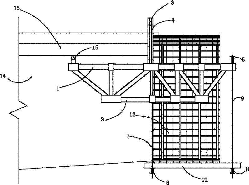 Lower supported hanging basket in bridge construction and application thereof