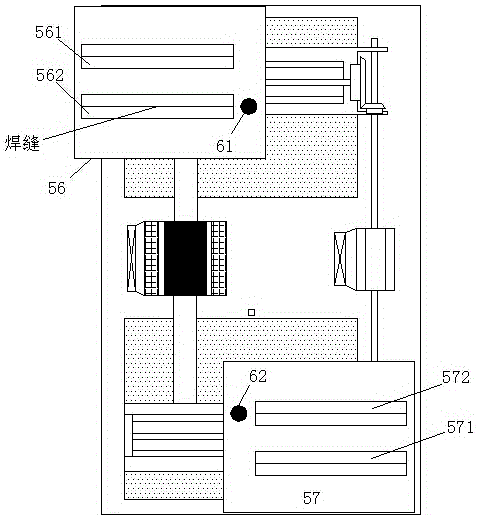 Hydraulic cylinder block weld joint welding device provided with fan for cooling