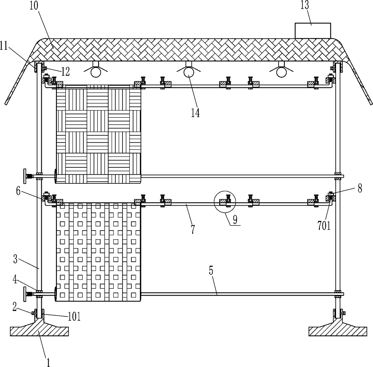 Assembled exhibition stand for textiles