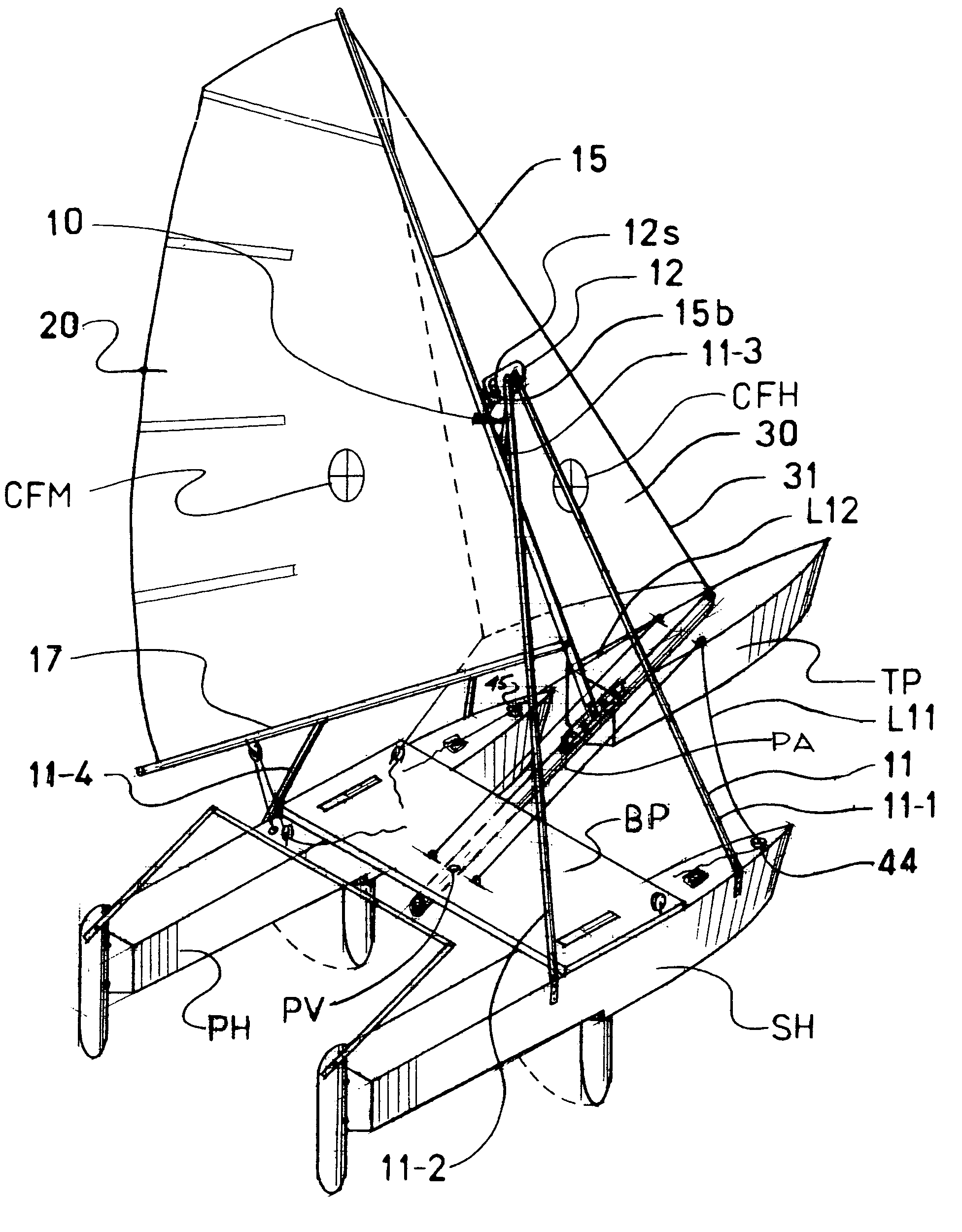 Articulated sailing watercraft